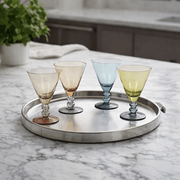 Kit Com 4 Taças De Vidro Com Base Colorida Fusion 210ml Colorido