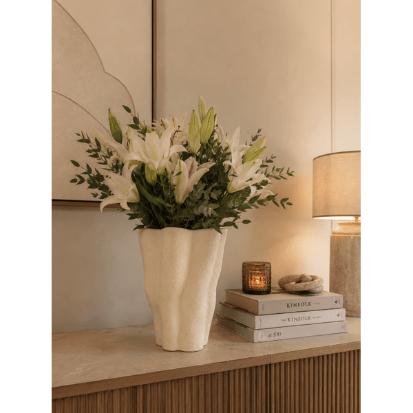 Vaso Decorativo Cerâmica Off White G Design Boho Chic Organico
