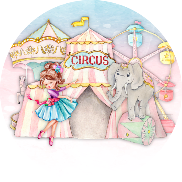 Painel Redondo 1,50 x 1,50 Circo Rosa
