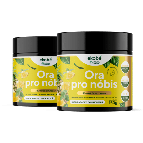Kit 2 Ora Pro Nóbis - Abacaxi com Hortelã - Proteína Natural - Natural Powder