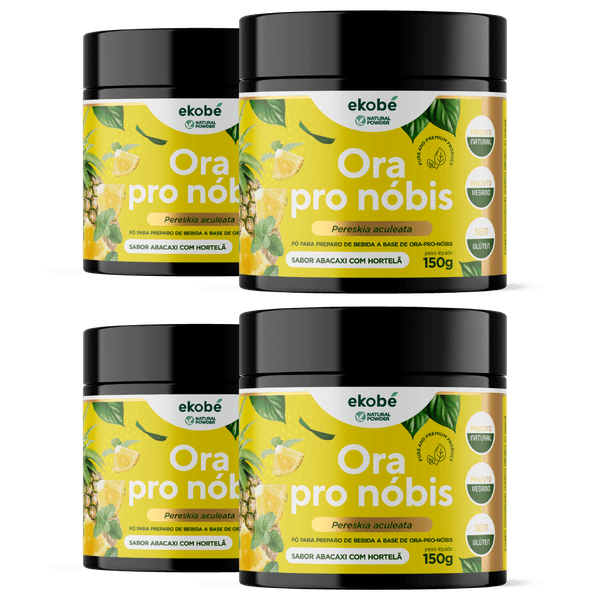 Kit 4 Ora Pro Nóbis - Abacaxi com Hortelã - Proteína Natural - Natural Powder