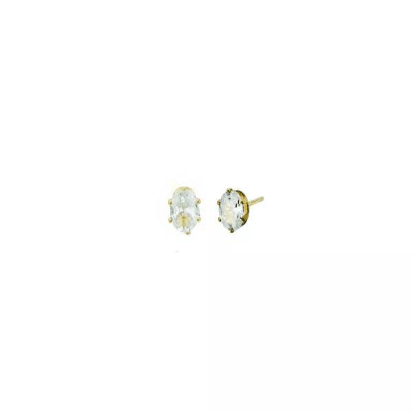 Brinco Ponto de Luz Oval 7mm Banhado a Ouro 18k