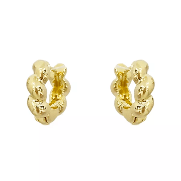 Brinco Argola Vintage Torcida Click 1,7cm Banhado a Ouro 18k