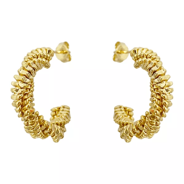 Brinco Argola Diamantada 2 Fios Banhado a Ouro 18k