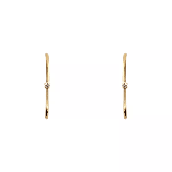 Brinco Ear Hook Palito Zircônia Banhado a Ouro 18k