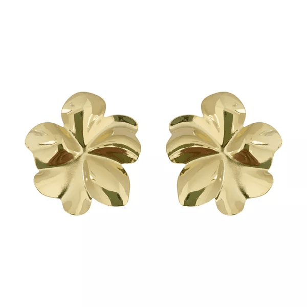 Brinco Fiori Liso 3cm Banhado a Ouro 18k