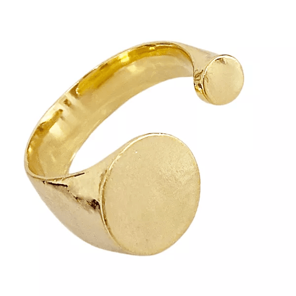 Anel Organic Regulável Redondo Banhado a Ouro 18k
