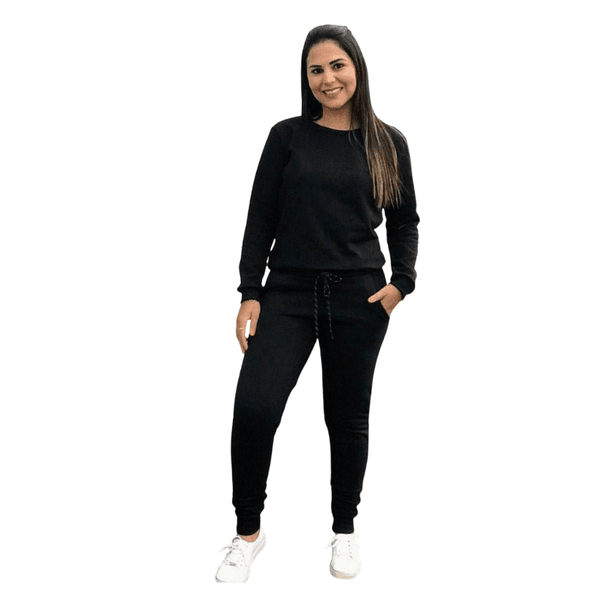 Conjunto de moletom feminino preto shop