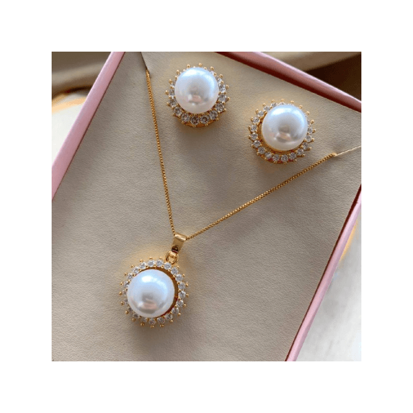Conjunto de Perola trabalhada na micro zircônia 