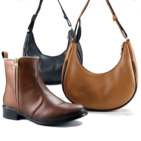 BOTA FEMININA COM BOLSA BAGUETE ESCOLHA Coturno Ca... - IDEN SHOES