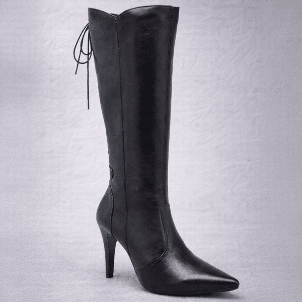 Bota Feminina Social Cano Alto Bico Fino Couro Legítimo