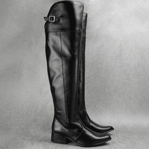 Bota Feminina Over Couro Legítimo Fechamento Em Fivela