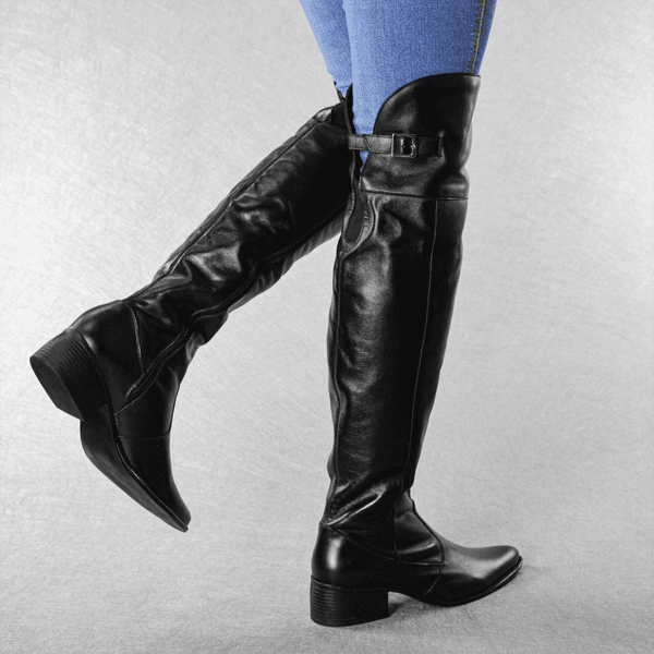 Bota Feminina Over Couro Legítimo Fechamento Em Fivela