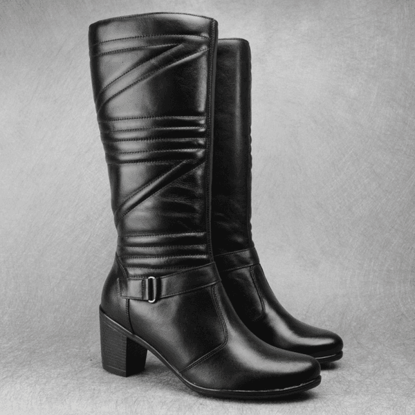 Bota Feminina Cano Alto Couro Legitimo Salto Alto
