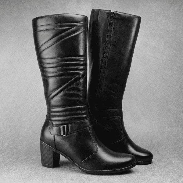 Bota Feminina Cano Alto Couro Legitimo Salto Alto