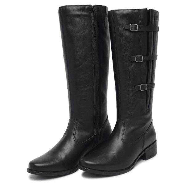 Bota Feminina Montaria Modelo Ajustável Couro Legítimo