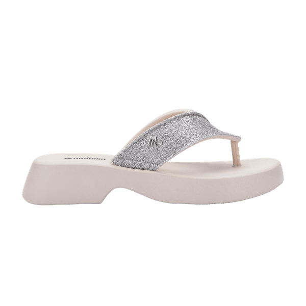 Melissa Chinelo Flatform M Lover Glitter - Bege Claro 