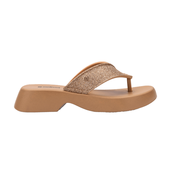 Melissa Chinelo Flatform M Lover Glitter - Bege 