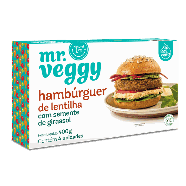 Hambúrguer de Lentilha com semente de Girassol - 400g