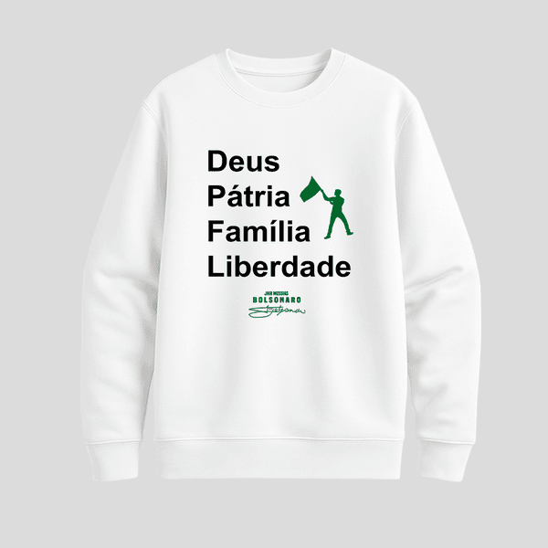 Moletom Parabello Deus Pátria Familia Liberdade Branco