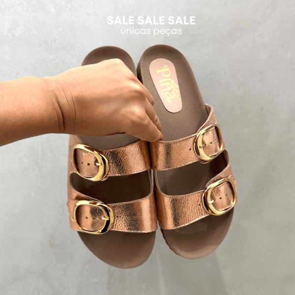 Sandália Papete Maria Metalizada Rosê