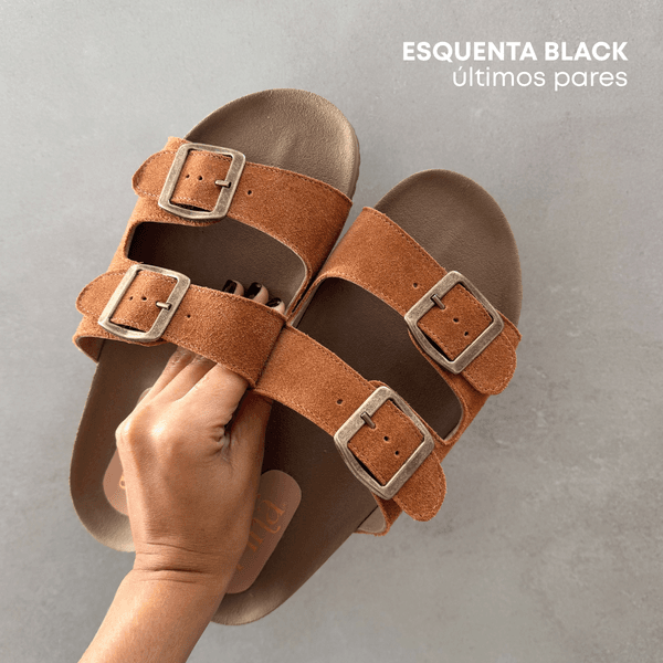 Sandália Papete Camurça Caramelo