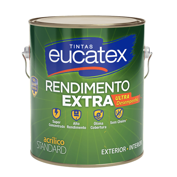 Tinta Eucatex Rendimento Extra Acrílico Standard - 3,6L (Cores)