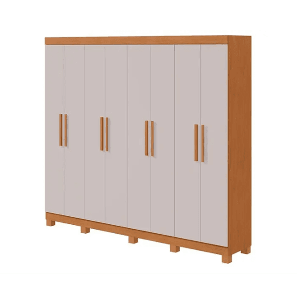 GUARDA ROUPA 8 PORTAS ANDARA SOFT C/PES PVC AMENDOA CLEAN/OFF WHITE LOPAS 