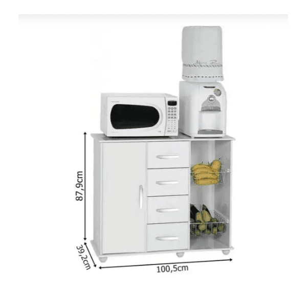 FRUTEIRA CAMILA 1 PORTA 4 GAVETAS BRANCO LUXO PRIMUS