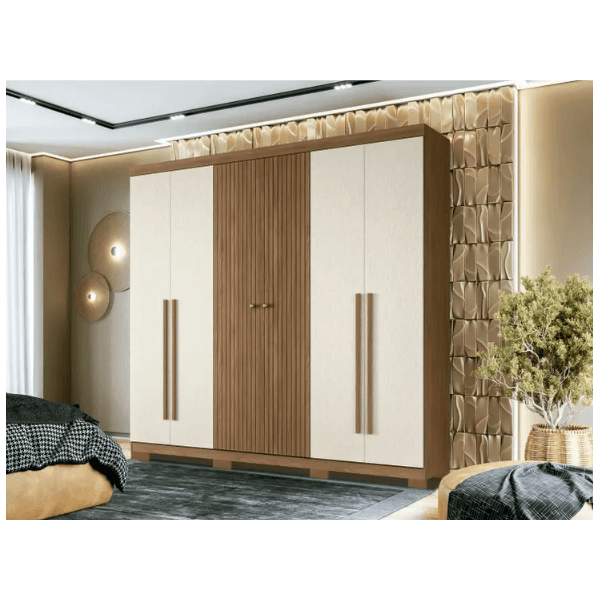 GUARDA ROUPA BURITI 6 PORTAS C/ PES JATOBA AREIA SANTOS ANDIRA