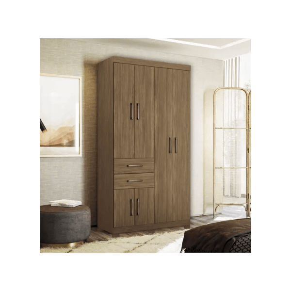Guarda Roupa Solteiro Verona 6 Portas 2 Gavetas Jatoba Santos Andira