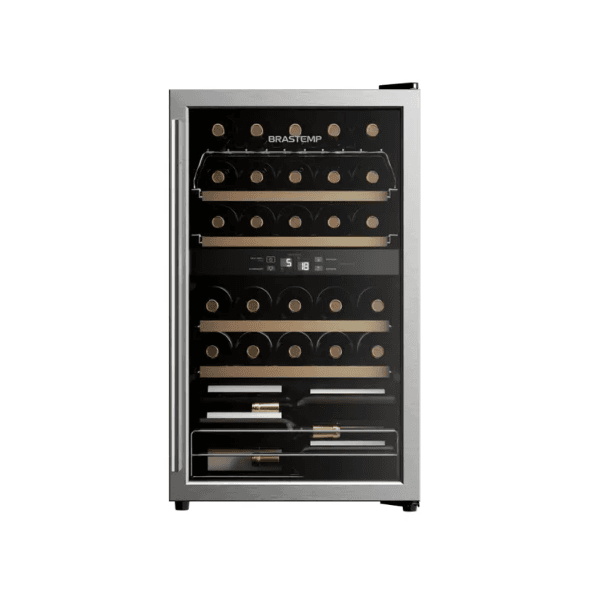 Adega Brastemp Dual Zone 33 Garrafas BZB33BE Inox Preta 110V