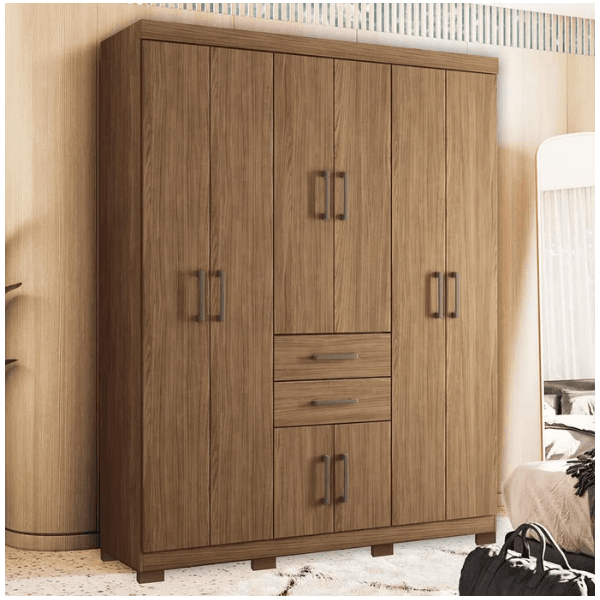 Guarda Roupa Casal 8 Portas Verona Jatoba Santos Andira