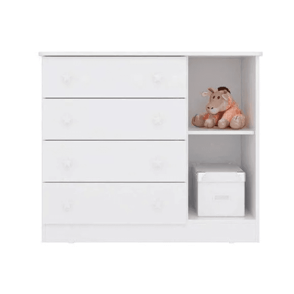 Cômoda Sapateira Doce Sonho 4 Gavetas 1 Porta Branco Qmovi