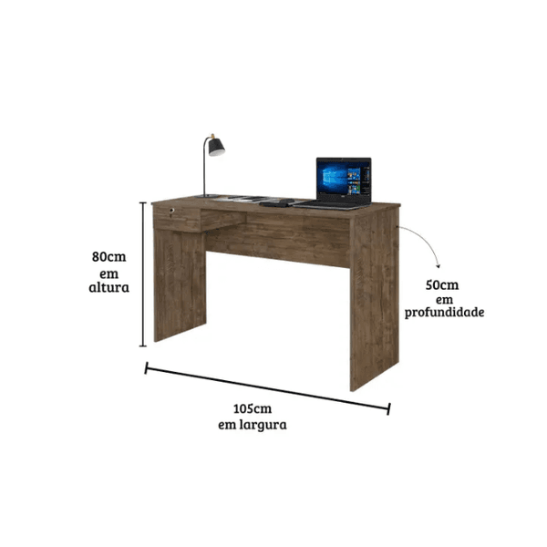 Escrivaninha Home Office Jaspe com Gaveta Canela São Miguel