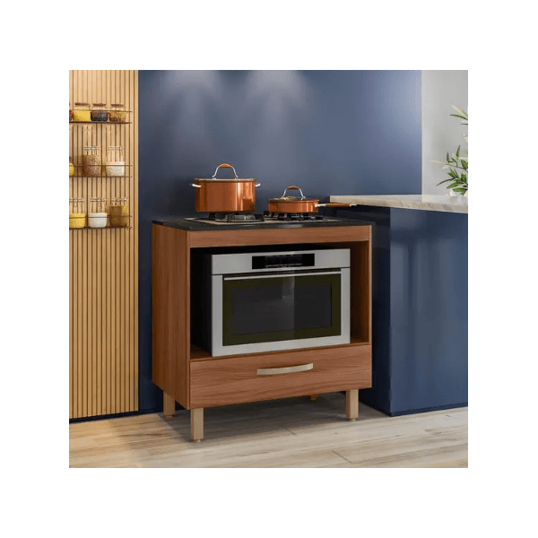 Balcão para Cooktop e Forno Microondas 0,80 Avelã Nicioli 