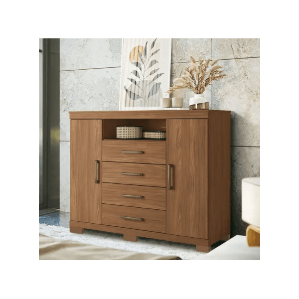 Cômoda Havana Master 2 Portas 4 Gavetas c/ Pes Jatoba Santos Andirá