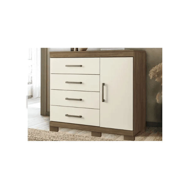 Cômoda Plus 1 Portas 4 Gavetas Jatoba/Areia Santos Andira