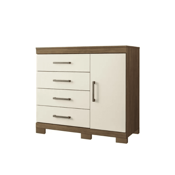 Cômoda Plus 1 Portas 4 Gavetas Jatoba/Areia Santos Andira