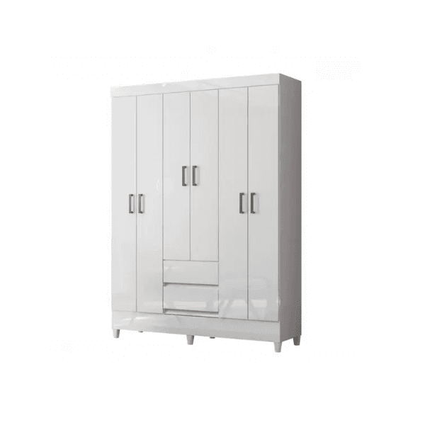 GUARDA ROUPA FIT 6 PORTAS 2 GAVETAS COM PÉS BRANCO SANTOS ANDIRA