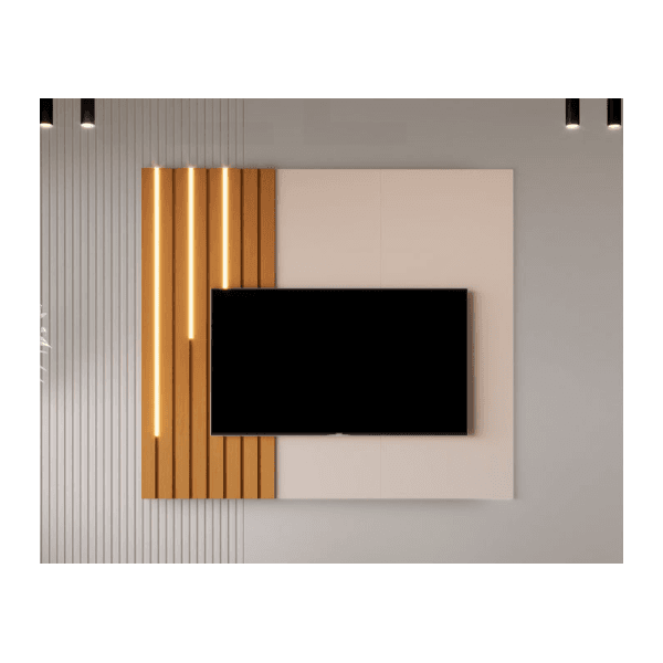 Painel Para Tv até 58" Boto 1.4 Ripado Off white/Nature JB Bechara