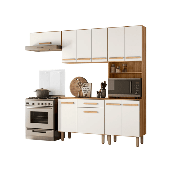ARMARIO DE COZINHA LEMON 10P E 1G CARVALHO NATURE/OFF WHT CRISTAL NICIOLI