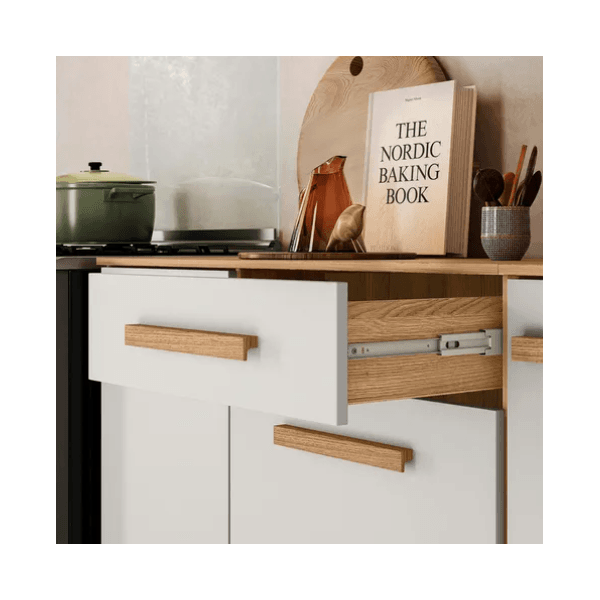 ARMARIO DE COZINHA LEMON 10P E 1G CARVALHO NATURE/OFF WHT CRISTAL NICIOLI