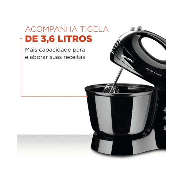 BATEDEIRA MONDIAL PRÁTICA PRETA 400W 3,6L B-44-B 127V
