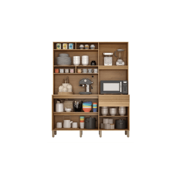 ARMÁRIO DE COZINHA CANASTRA 5 PORTAS 1 GAVETA CINNAMOMO/GRAFITE - VALDE MÓVEIS