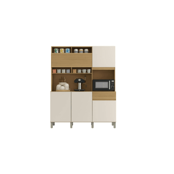 ARMÁRIO DE COZINHA CANASTRA 5 PORTAS 1 GAVETA CINNAMOMO/OFF WHITE - VALDE MÓVEIS