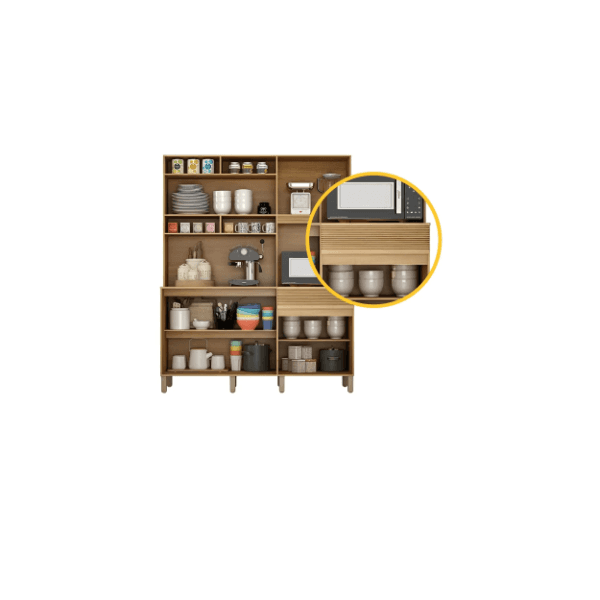 ARMÁRIO DE COZINHA CANASTRA 5 PORTAS 1 GAVETA CINNAMOMO/OFF WHITE - VALDE MÓVEIS