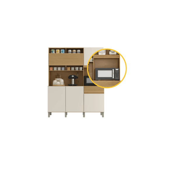 ARMÁRIO DE COZINHA CANASTRA 5 PORTAS 1 GAVETA CINNAMOMO/OFF WHITE - VALDE MÓVEIS