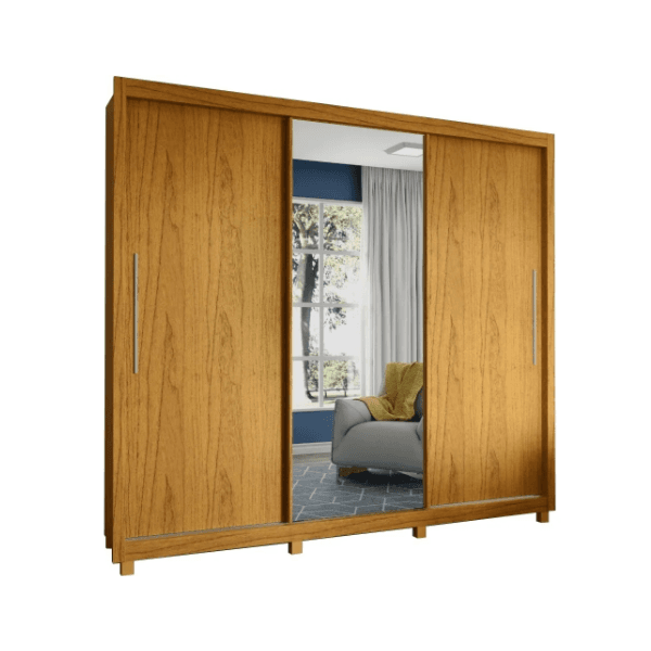 GUARDA ROUPA CASAL 3 PORTAS 1P. COM ESPELHO ROYALE NATURALE GELIUS