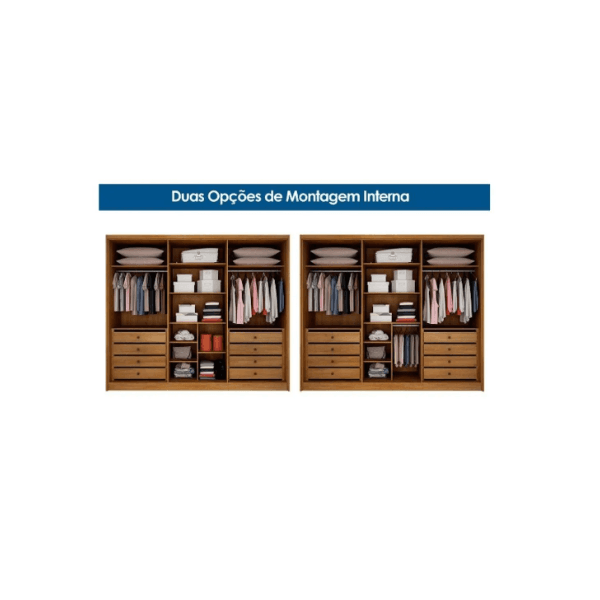 GUARDA ROUPA CASAL COIMBRA RIPADO 6 PORTAS 8 GAVETAS CAMARU / FENDI FOSCO – NOVO HORIZONTE